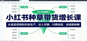 小红书种草带货增长课:从底层逻辑到内容生产、达人对接、付费投放,全链路拆解-圆梦资源站
