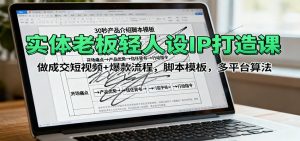 实体老板轻人设IP打造课:做成交短视频+爆款流程,脚本模板,多平台算法-圆梦资源站