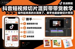 抖音短视频切片混剪带货教学,操作起来真的太简单了,新手也能做切片带货-圆梦资源站