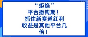 “炬焰”:平台撒钱期!抓住新赛道红利,5分钟二创内容,收益是其他平台几倍!-圆梦资源站