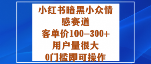 小红书暗黑小众情感赛道,客单价100-300+用户量很大,0门槛即可操作-圆梦资源站