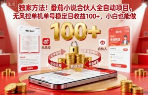 独家方法！番茄小说合伙人全自动挂G项目，无风控单机单号稳定日收益100+，小白也能做【揭秘】-圆梦资源站