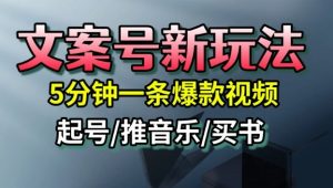 文案号新玩法，5分钟一条爆款视频，流量高，起号快，多方位变现-圆梦资源站