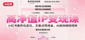 高净值IP变现课：小红书差异化定位，文案点赞成金， AI高效做短视频-圆梦资源站