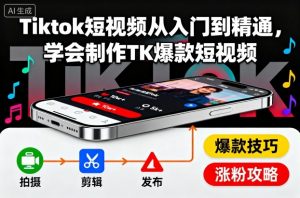 Tiktok短视频从入门到精通，学会制作TK爆款短视频-圆梦资源站