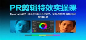 PR剪辑特效实操课：Colorista调色+BBC字幕+RG特效，多风格短片剪辑包装-圆梦资源站