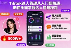 Tiktok达人管理从入门到精通,助你全面掌握达人管理秘籍-圆梦资源站