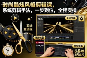 时尚酷炫风格剪辑课,系统剪辑手法,一步到位,全程实操-圆梦资源站