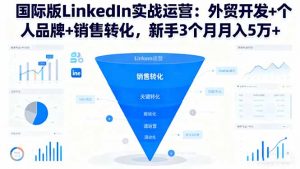 国际版LinkedIn实战运营：外贸开发+个人品牌+销售转化，新手3个月月入5万+-圆梦资源站