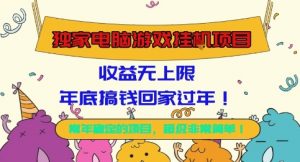 独家电脑游戏挂G项目,常年稳定,收益无上限,年底搞钱回家过年【揭秘】-圆梦资源站
