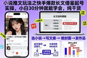 小说推文玩法之快手爆款长文借鉴起号实操，小白30分钟就能学会，纯干货-圆梦资源站