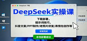 DeepSeek实操课:下载部署,提示词技巧,抖音文案/PPT制作/老照片修复/表情包创作等-圆梦资源站