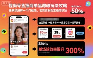视频号直播间单品爆破玩法攻略，像素级拆解一个门槛低，容易复制到直播间玩法-圆梦资源站