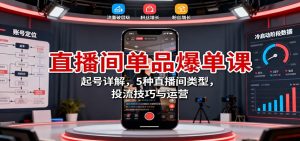 直播间单品爆单课:起号详解,5种直播间类型,投流技巧与运营-圆梦资源站