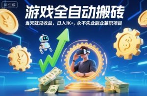 游戏全自动搬砖,当天就见收益,日入1K+,永不失业副业兼职项目【揭秘】-圆梦资源站