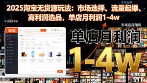 2025淘宝无货源玩法:市场选择、流量起爆、高利润选品,单店月利润1-4w-圆梦资源站