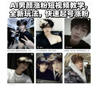 AI男颜涨粉短视频教学,全新玩法,快速起号涨粉-圆梦资源站