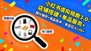 小红书虚拟陪跑3.0：店铺搭建+单品服务+细分铺货+选品技术，单店日入100+-圆梦资源站