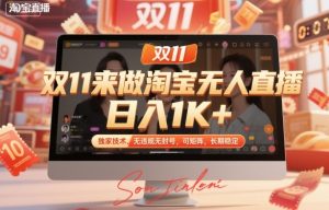 双11来做淘宝无人直播,日入1K+,独家技术,无违规无封号,可矩阵,长期稳定【揭秘】-圆梦资源站
