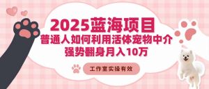2025蓝海项目:普通人如何利用活体宠物中介,强势翻身月入10万-圆梦资源站