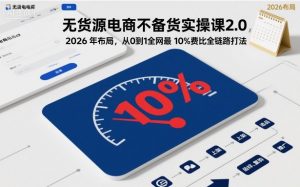 无货源电商不备货实操课2.0,2026年布局,从0到1全网最低10%费比全链路打法【更新中】-圆梦资源站