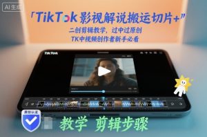 TikTok影视解说搬运切片+二创剪辑教学，过中过原创，TK中视频创作者新手必看-圆梦资源站