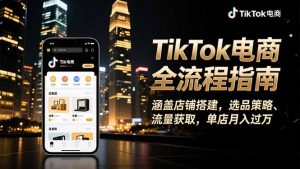 TikTok电商全流程指南，涵盖店铺搭建、选品策略、流量获取，单店月入过万-圆梦资源站