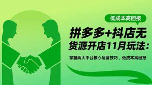 拼多多+抖店无货源开店11月玩法：掌握两大平台核心运营技巧，低成本高回报-圆梦资源站