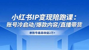 小红书IP变现陪跑课：账号冷启动/爆款内容/直播带货，单账号最高收益2万+-圆梦资源站
