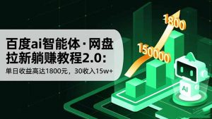 百度ai智能体·网盘拉新躺赚教程2.0:单日收益高达1800元,30收入15w+-圆梦资源站