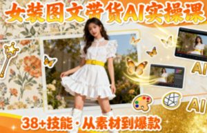 女装图文带货的AI实操课,覆盖38个实用技能,快速提升素材制作效率-圆梦资源站