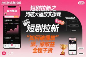 短剧拉新之小红书如何破大播放实操课,如何破播放,涨收益,全程干货-圆梦资源站