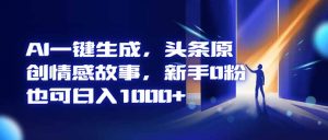 AI一键生成,头条原创情感故事,新手0粉也可日入1000+-圆梦资源站