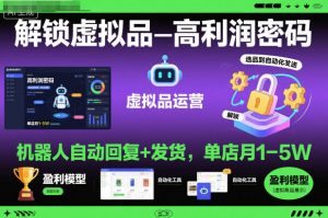 解锁虚拟品高利润密码:机器人自动回复+发货,单店月1-5W【揭秘】-圆梦资源站