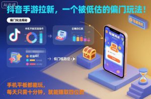 抖音手游拉新，一个被低估的偏门玩法！手机平板都能玩，每天只需十分钟，就能賺取四位数【揭秘】-圆梦资源站