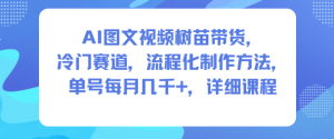 AI图文视频树苗带货，冷门赛道，流程化制作方法，单号每月几K，详细课程-圆梦资源站