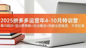 2025拼多多运营年4-10月特训营：暴力起店+强付费策略+活动爆流+突破运营瓶颈，干货拉满-圆梦资源站