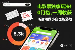 电影票独家玩法！0门槛，一周收获5.3k，听话照做小白也能落地【揭秘】-圆梦资源站