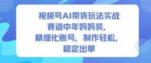 视频号AI带货玩法实战，赛道中年妈妈装，精细化账号，制作轻松，稳定出单-圆梦资源站