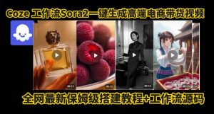 coze智能体sora2一键生成电商带货高端视频工作流保姆级拆解教程,无需剪辑,无需拍摄-圆梦资源站
