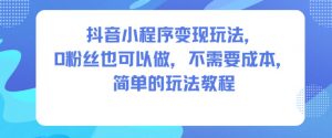 抖音小程序变现玩法,0粉丝也可以做,不需要成本,简单的玩法教程-圆梦资源站