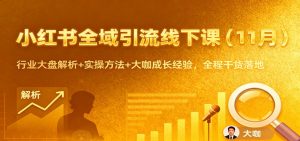 小红书全域引流线下课(11月):行业大盘解析+实操方法+大咖成长经验,全程干货落地-圆梦资源站