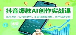 抖音AI爆款创作实战课：账号运营，AI特效制作，多赛道爆款模板，新手快速变现-圆梦资源站