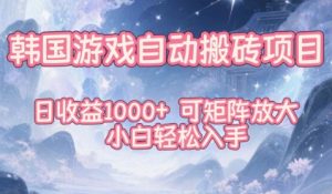 韩国游戏自动搬砖项目,日收益1k+,可矩阵放大,小白轻松入手【揭秘】-圆梦资源站