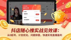 抖店随心推实战见效课:从0起号、计划优化、问题排雷,快速实现直播盈利-圆梦资源站