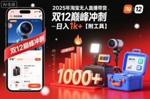 2025年淘宝无人直播带货，冲刺双12，日入1k+【附工具】【揭秘】-圆梦资源站