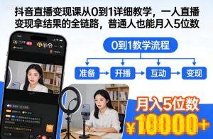 抖音直播变现课从0到1详细教学,一人直播变现拿结果的全链路,普通人也能月入5位数-圆梦资源站