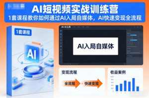 AI短视频实战训练营,1套课程教你如何通过AI入局自媒体,AI快速变现全流程-圆梦资源站