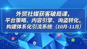 外贸 社媒获客破局课，平台策略、内容引擎、询盘转化，构建体系化引流系统(10月-11月-圆梦资源站