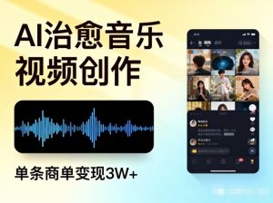 AI做治愈音乐视频，多平台投稿，单条商单变现3W+-圆梦资源站